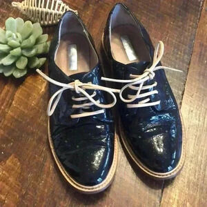Halogen | Black Patent Leather Oxford Lace Up Shoes